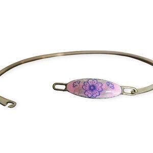 Dainty purple / lavender floral mosaic hooked closure bracelet